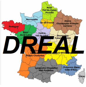 Carte de France montrant la répartition des différentes DREAL par région.
